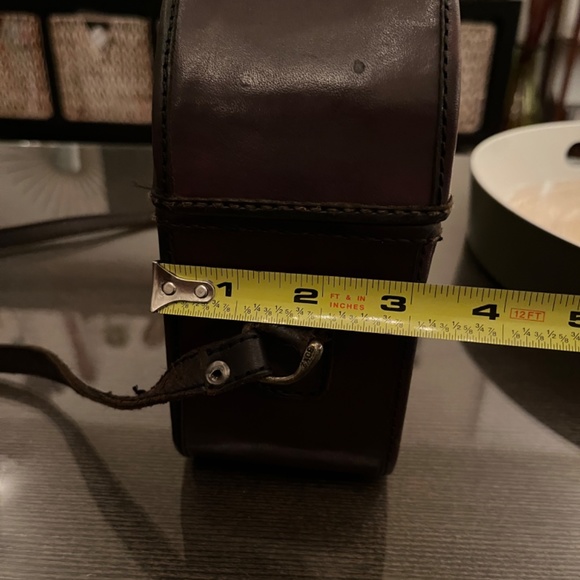 Box purse made of leather with Ankara fabric lining. - Picture 3 of 10